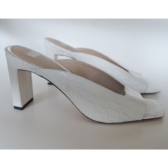 Paige Croc Embossed Leather Slip On Heel Size 8.5 - Picture 7 of 9